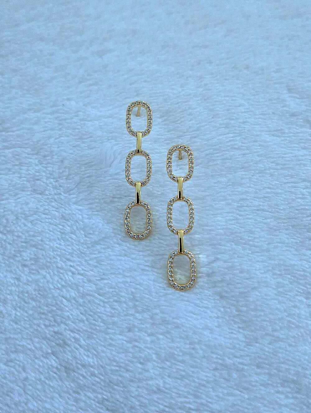 Rachel Zoe Stationary Triple3️⃣ Gold💛 Chain⛓️ Link Earrings - Picture 11 of 15